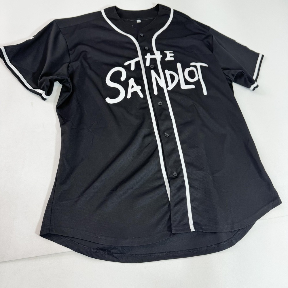 The Sandlot Jersey Mens 3XL Black Squints‎ 5 Button Front Baseball Short Sleeve